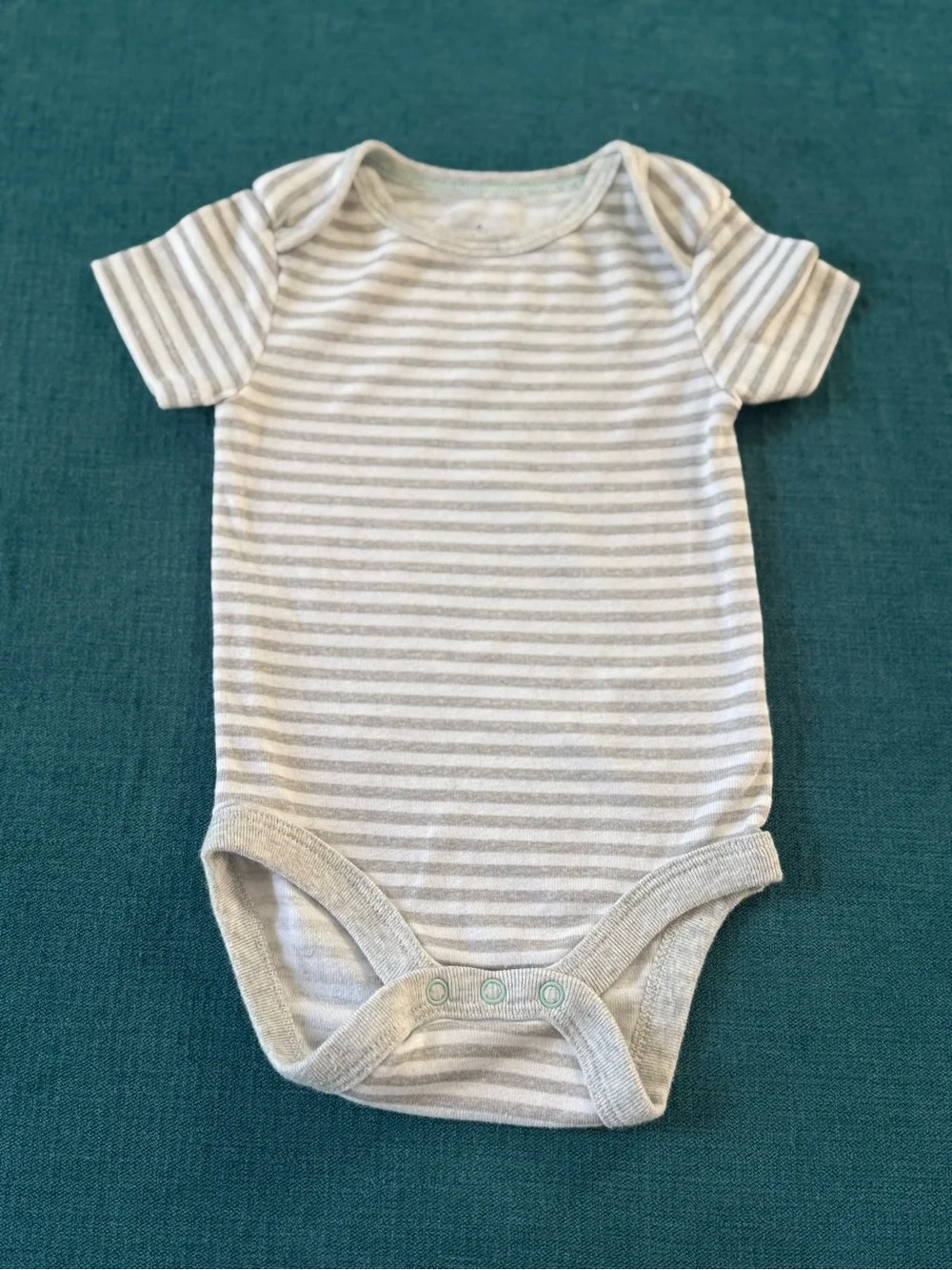 Cloud Island Gray Solid & Gray-Striped Baby Onesie with Snaps Set of Two 3-6M